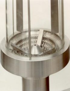 Sideview of an empty CAVIMIX machine. You can see the Stator-Rotor System.